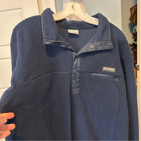 COLUMBIA Men's Helvetia II Half Snap Navy Performance Fleece Jacket Large - Picture 2 of 8